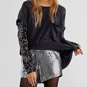 Free People Sequin Sleeve Celine Tee